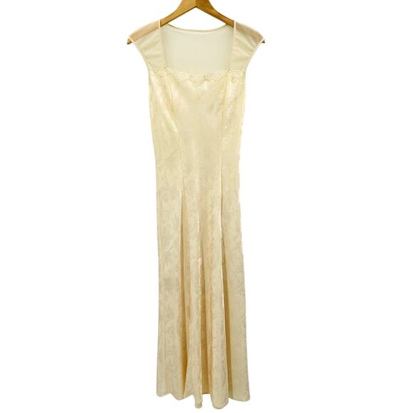 Vintage Victoria's Secret Gold Label Cream Lace Satin Slip Maxi Dress - Picture 1 of 5
